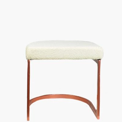 Layto Low Stool Cream Boucle Fabric & Rose Gold Leg 46cm
