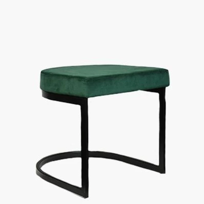 Layto Low Stool Green Velvet & Black Leg 46cm