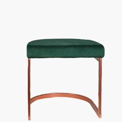 Layto Low Stool Emerald Green Velvet & Rose Gold Leg 46cm