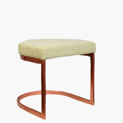 Layto Low Stool Mink Boucle Fabric & Rose Gold Leg 46cm