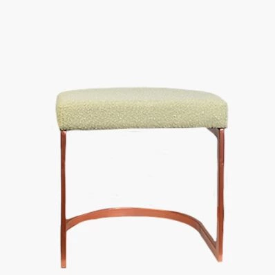 Layto Low Stool Mink Boucle Fabric & Rose Gold Leg 46cm