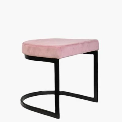 Layto Low Stool Pink Velvet & Black Leg 46cm
