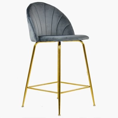 Leia Bar Stool Dark Grey Velvet & Gold Leg