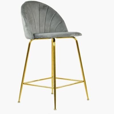 Leia Bar Stool Grey Velvet & Gold Leg