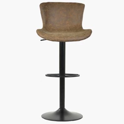 Lucia Bar Stool Aged Brown Leather & Black Base