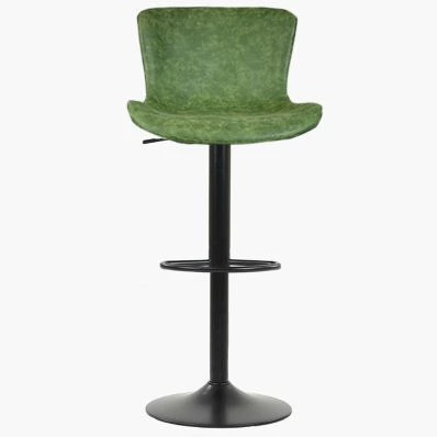 Lucia Bar Stool Aged Olive Green Leather & Black Base