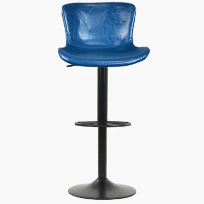 Lucia Bar Stool Blue Leather & Black Base