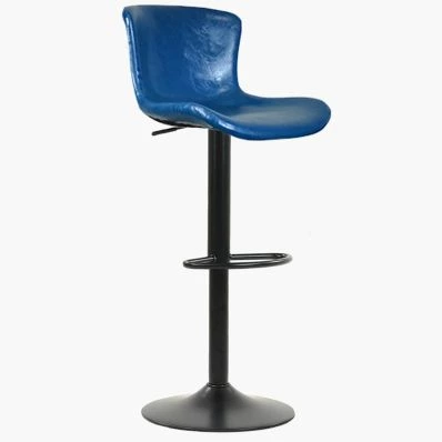 Lucia Bar Stool Blue Leather & Black Base