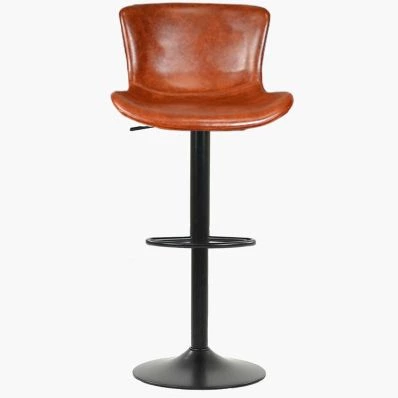 Lucia Bar Stool Tan Brown Leather & Black Base