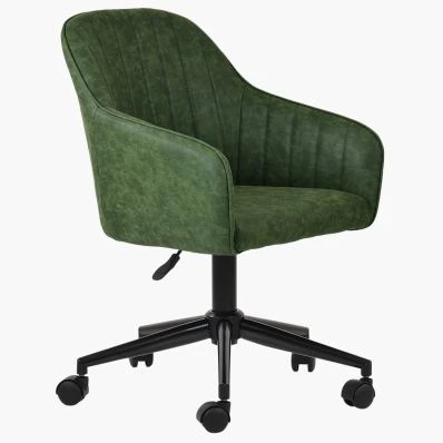 Lule Office Chair Vintage Green Faux Leather & Black