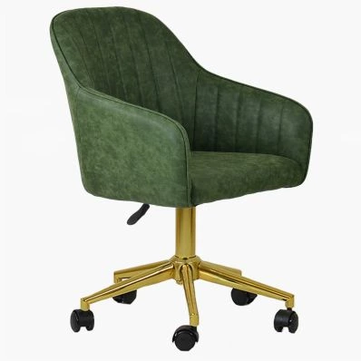 Lule Office Chair Vintage Green Faux Leather & Gold