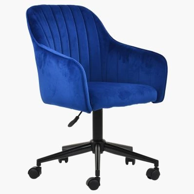 Lule Office Chair Blue Velvet & Black