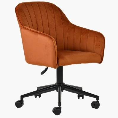 Lule Office Chair Burnt Orange Velvet & Black