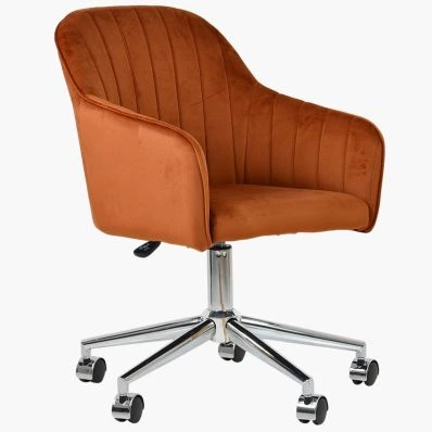 Lule Office Chair Burnt Orange Velvet & Chrome