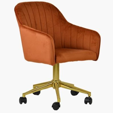 Lule Office Chair Burnt Orange Velvet & Gold