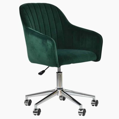 Lule Office Chair Green Velvet & Chrome