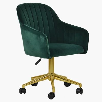 Lule Office Chair Green Velvet & Gold