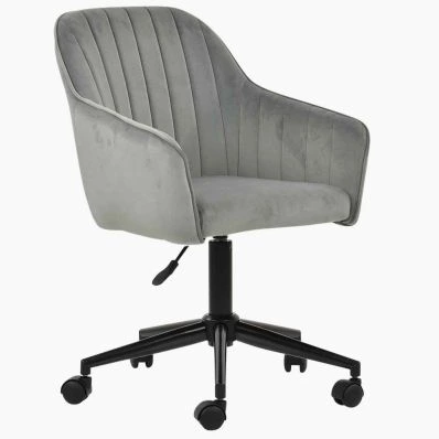 Lule Office Chair Grey Velvet & Black