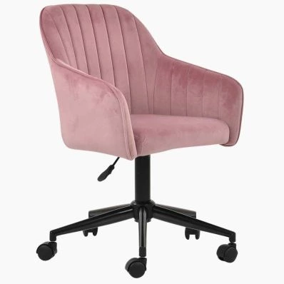 Lule Office Chair Pink Velvet & Black