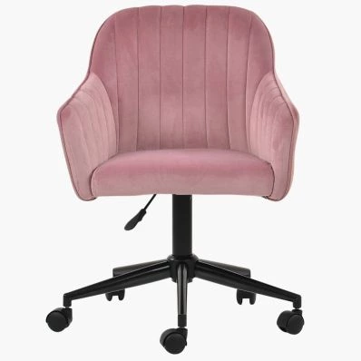 Lule Office Chair Pink Velvet & Black