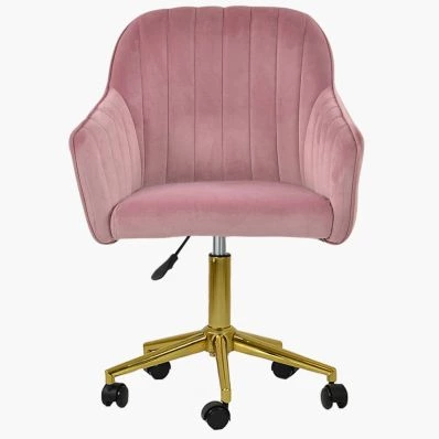 Lule Office Chair Pink Velvet & Gold