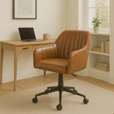 Lule Office Chair Vintage Brown Faux Leather & Black