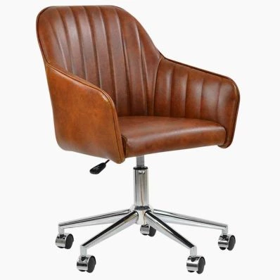 Lule Office Chair Vintage Brown Faux Leather & Chrome