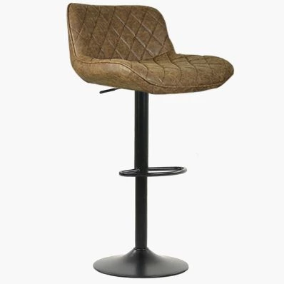 Lush Bar Stool Antique Brown Leather & Black Base