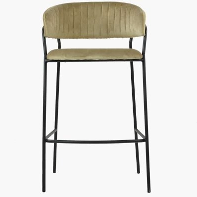 Mando Bar Stool Mink Velvet & Black Leg