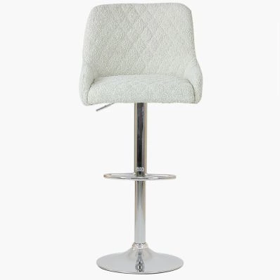 Manhattan Bar Stool Cream Boucle Fabric & Chrome Base
