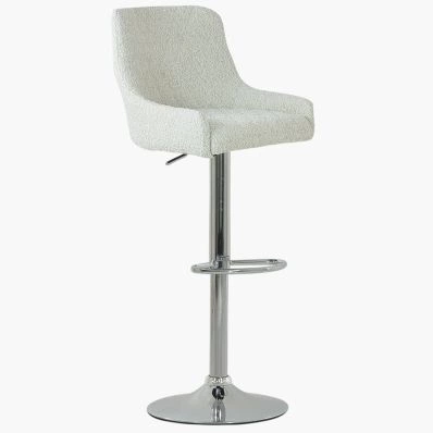 Manhattan Bar Stool Cream Boucle Fabric & Chrome Base
