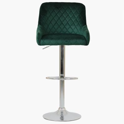 Manhattan Bar Stool Emerald Green Velvet & Chrome Base