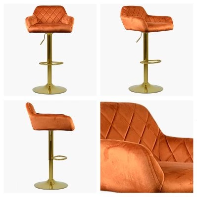 Manor Bar Stool Burnt Orange Velvet & Gold Base