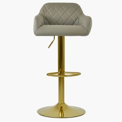Manor Bar Stool Taupe Leather & Gold Base