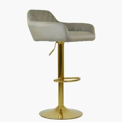 Manor Bar Stool Taupe Leather & Gold Base