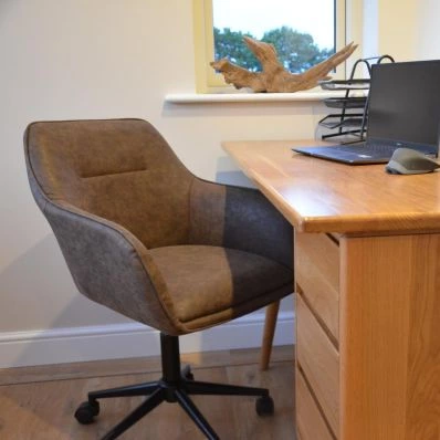 Manta Office Chair Antique Brown Faux Leather & Black