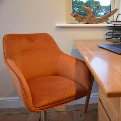Manta Office Chair Burnt Orange Velvet & Chrome
