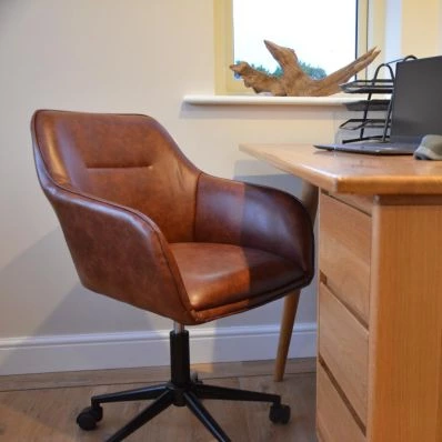 Manta Office Chair Vintage Brown Faux Leather & Black