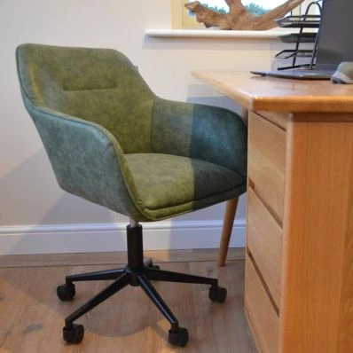 Manta Office Chair Vintage Green Faux Leather & Black