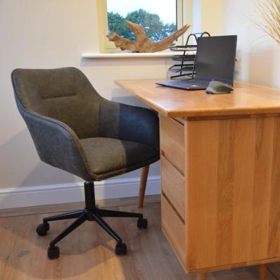 Manta Office Chair Grey Faux Leather & Black