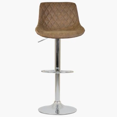 Mason Bar Stool Aged Brown Leather & Chrome Base