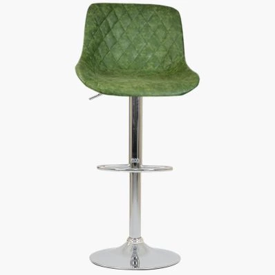 Mason Bar Stool Aged Olive Green Leather & Chrome Base