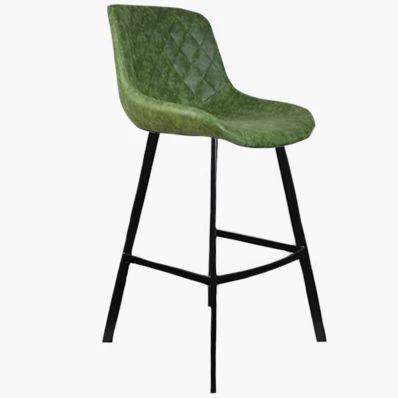 Matteo Bar Stool Vintage Green Leather & Black Leg 65cm