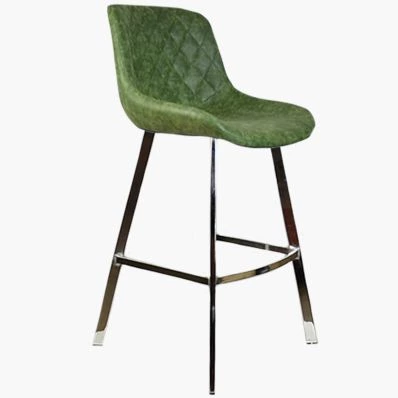 Matteo Bar Stool Vintage Green Leather & Chrome Leg 65cm