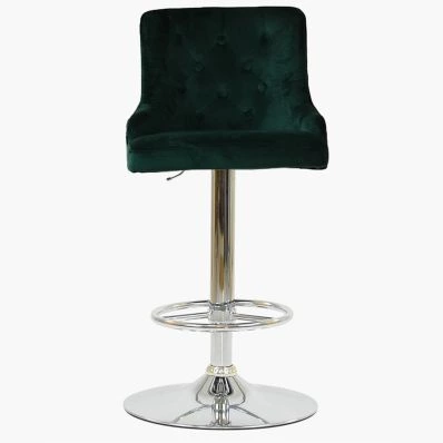 Maxwell Bar Stool Emerald Green Velvet & Chrome Base