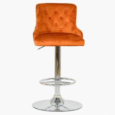 Maxwell Bar Stool Burnt Orange Velvet & Chrome Base