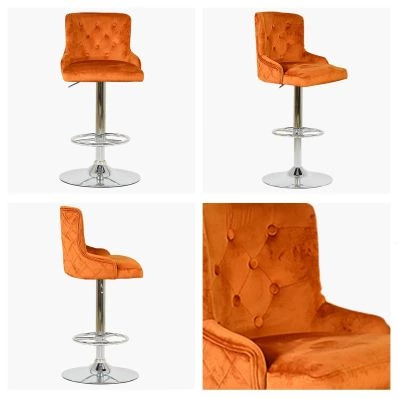 Maxwell Bar Stool Burnt Orange Velvet & Chrome Base