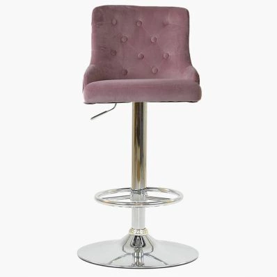 Maxwell Bar Stool Pink Velvet & Chrome Base