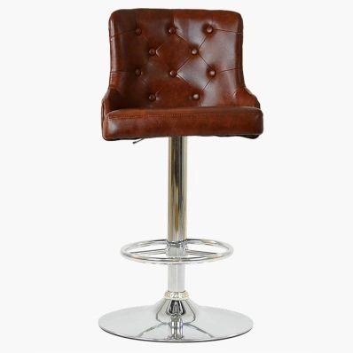 Maxwell Bar Stool Tan Brown Leather & Chrome Base