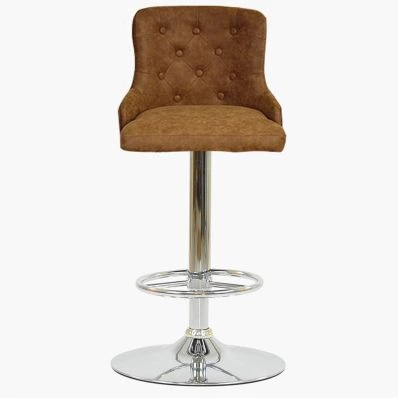 Maxwell Bar Stool Antique Brown Leather & Chrome Base